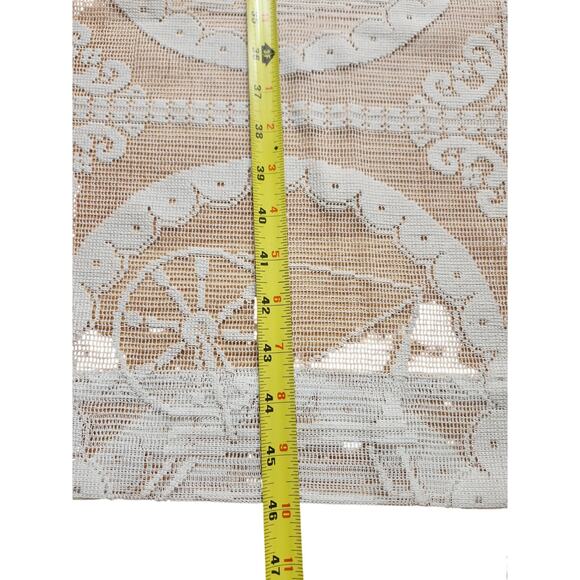 2 Elegant Beige Cottage Core Twee Lace Curtain Panels Romantic Coquette Country - Picture 4 of 8